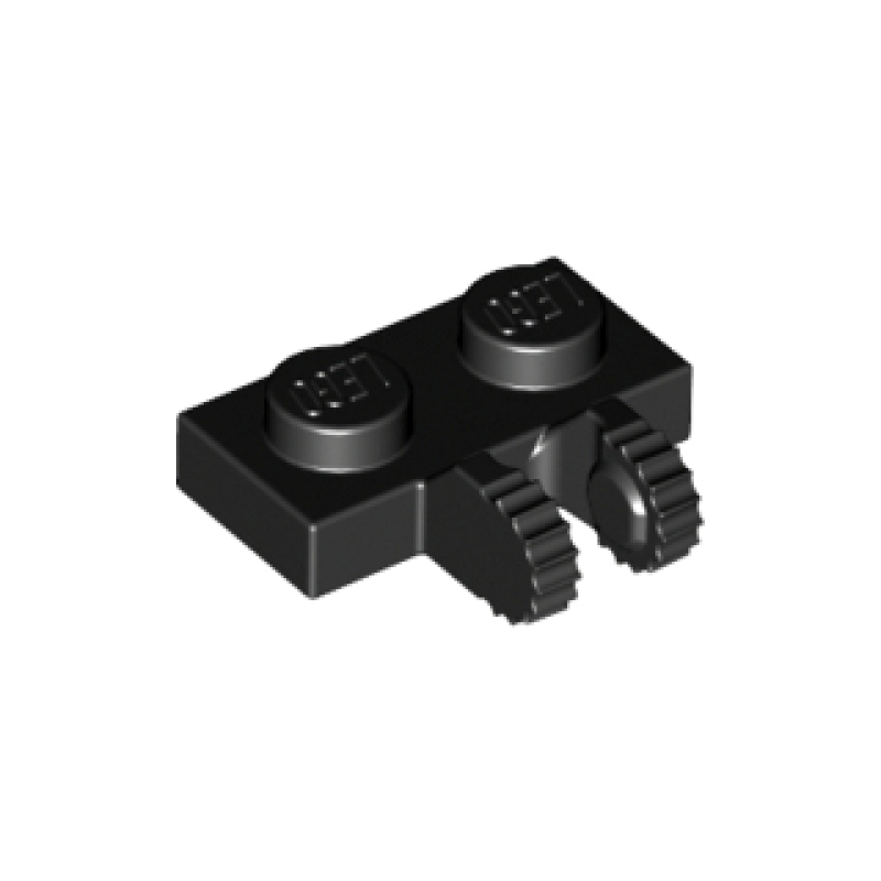 Scharnier, Plaat 1x2 met vingers aan zijkant Black